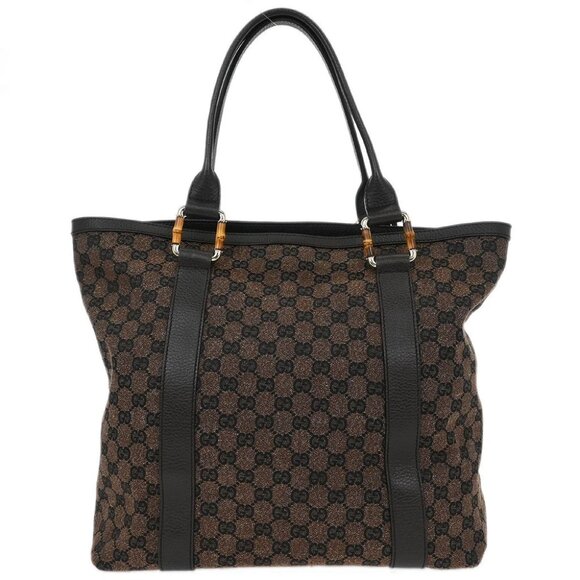 Gucci Brown Bamboo GG Handbag - Picture 2 of 10
